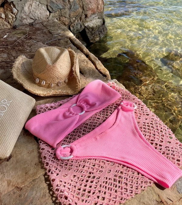 Candy Pink Crinkle O Ring Bikini