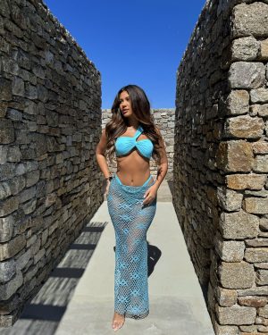 Turquoise Shimmer Skirt and Turquoise One Bikini