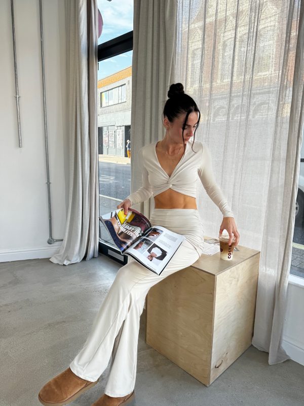 Luxe Sculpt Lounge Fold Over Flared Trousers - Image 2