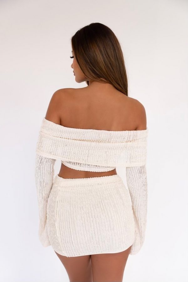 Textured Off Shoulder Bow Top Co Ord - Image 3