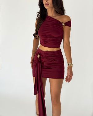 Tie Drape Skirt with gold detail