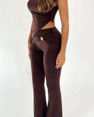 Silk touch Trousers with gold detail
