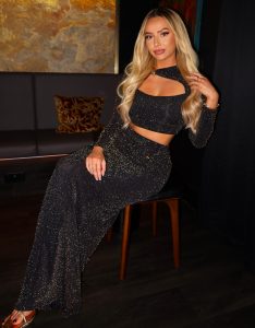 Glitter Fold Over Maxi Skirt with gold hardware - members only