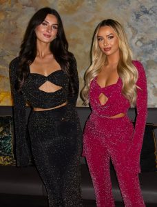 Glitter Long Sleeve Draped Top with Bralet - members only