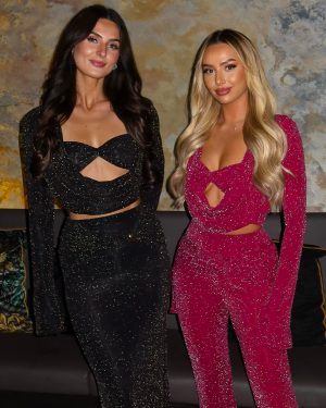 Glitter Long Sleeve Draped Top with Bralet