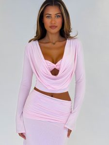 Long Sleeve Draped Top with Bralet