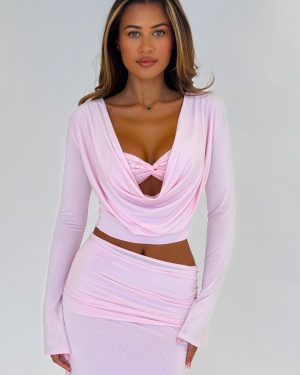 Long Sleeve Draped Top with Bralet