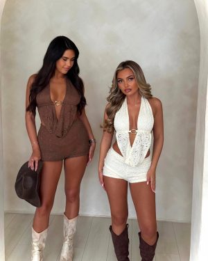 Textured Lace Extreme Drape Top Set